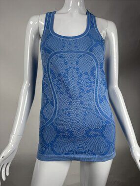 Lululemon Swiftly Racerback Tank Top Blue Snake Print Womens Activewear